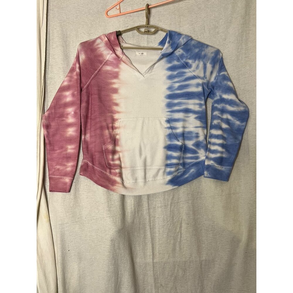 Maurices Tie-Dye Hoodie Sweatshirt Small Blue & Pink Cozy Blend